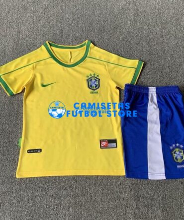 Camiseta Brasil 1ª Equipación Retro 1998 Niño Kit