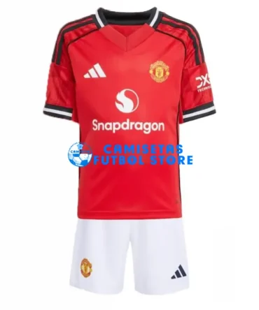 Camiseta Manchester United 1ª Equipación 2025/2026 Rojo Niño Kit